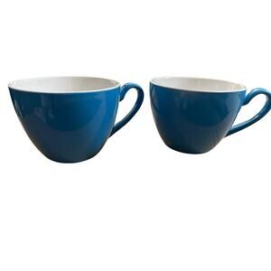 Vibrant blue/white ceramic mugs Set Of 2